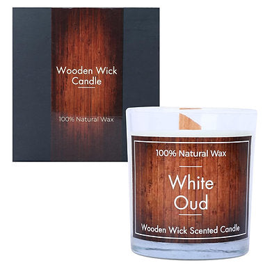 Wooden Wick White Oud Soy Wax Scented Candle Home Décor