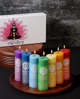 Chakra Scented Pillar Candles Set of 7
