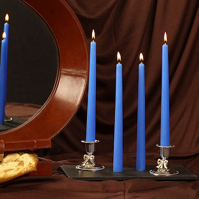 Parkash Candles Unscented Dripless Taper Candles Set of 4 Paraffin Wax (Blue)