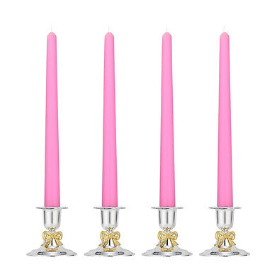 Parkash Candles Unscented Dripless Taper Candles Set of 4 Paraffin Wax (Pink)