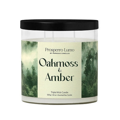 Scented Soy Wax Triple Wick Votive Jar Candle (OAHMOSS & AMBER)