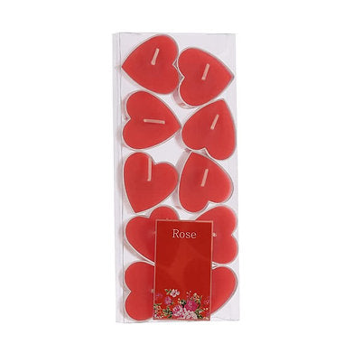 Scented Heart Shaped Tealights for Home Decor | Set of 10 (RED - Rose)