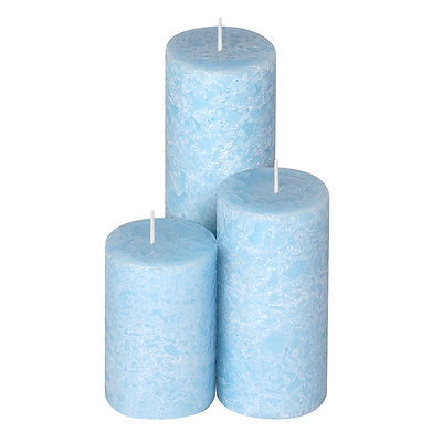 Set of 3 Fragrance Pillar Candles Marble Finish (Maldives Fragrance)