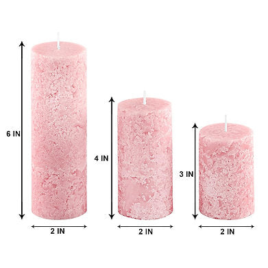 Set of 3 Fragrance Pillar Candles Marble Finish (Baby Pink - White Sage)