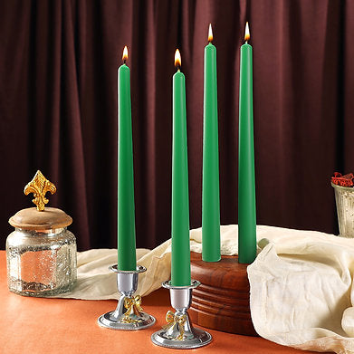 Parkash Candles Unscented Dripless Taper Candles Set of 4 Paraffin Wax (Green)