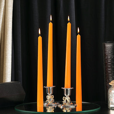 Parkash Candles Unscented Dripless Taper Candles Set of 4 Paraffin Wax (Orange)