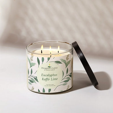 Scented Soy Wax Triple Wick Votive Jar Candle (Eucalyptus Kaffir Lime)