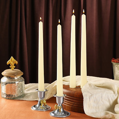 Parkash Candles Unscented Dripless Taper Candles Set of 4 Paraffin Wax (Ivory)