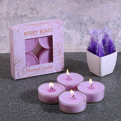 Scented Premium Soy Wax Jumbo Tealights Pack of 4, (Berry Blast)