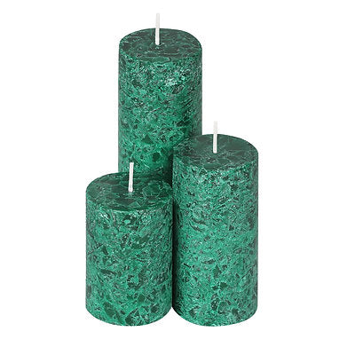 Set of 3 Fragrance Pillar Candles Marble Finish (Mogra Fragrance)