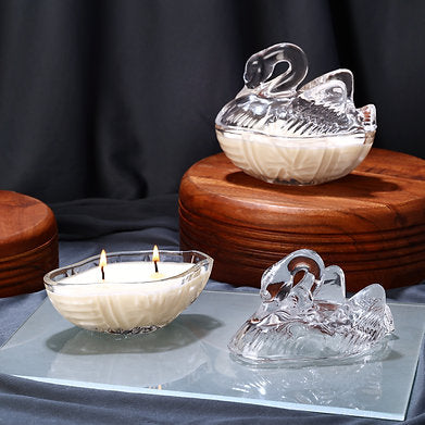 Premium Glass Swan Soy Wax Scented Candle Home Décor English Blush