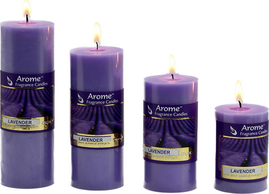 Set of 4 Fragrance Pillar Candles (Lavender - Purple)