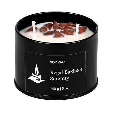 Scented Soy Wax Crystal Jar Candle 140 gm 25-30 Hrs (Regal BAKHOOR SERNITY)