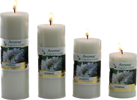 Set of 4 Fragrance Pillar Candles (Jasmine - White)