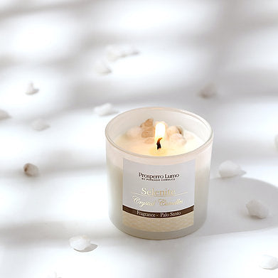 Premium Crystal Glass Soy Wax Candle Home Décor Amber Lavender (Palo Santo)