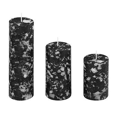 Set of 3 Fragrance Pillar Candles Marble Finish (Black - Flora by Gucci)