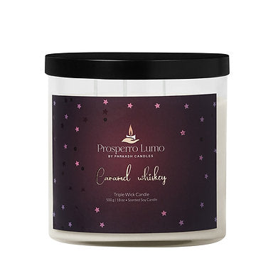 Scented Soy Wax Triple Wick Votive Jar Candle (CARAMEL WHISKEY)