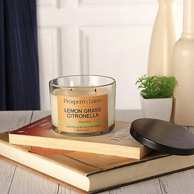 Premium Scented Soy Wax Aroma Therapy Dual Wick Votive Jar Candle (LEMONGRASS)
