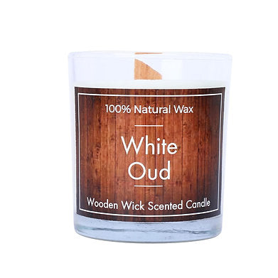 Wooden Wick White Oud Soy Wax Scented Candle Home Décor