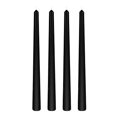 Parkash Candles Unscented Dripless Taper Candles Set of 4 Paraffin Wax (Black)