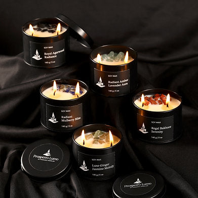Scented Soy Wax Crystal Jar Candle 140 gm 25-30 Hrs (Luxe Ginger Jasmine Melody)