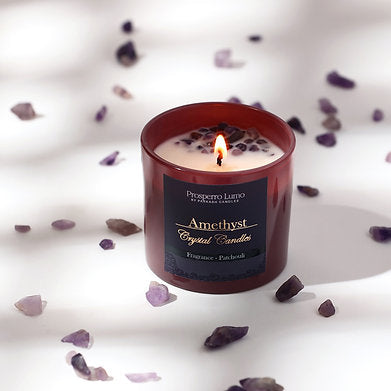Premium Crystal Glass Soy Wax Candle Home Décor Amber Lavender (Patchouli)