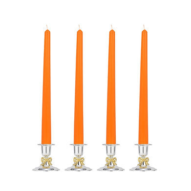 Parkash Candles Unscented Dripless Taper Candles Set of 4 Paraffin Wax (Orange)