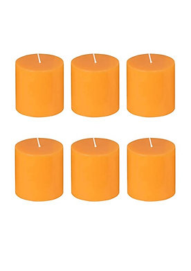 Unscented Pillar Candles - 2 X 2 Inch (Burning Time 30 Hours) - Set of 6 Orange