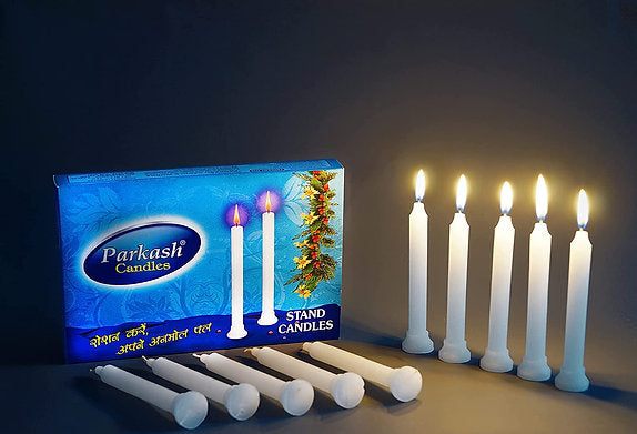 Candles Plain White Stand Candle (10 Candles) ( 5 hrs+), Small