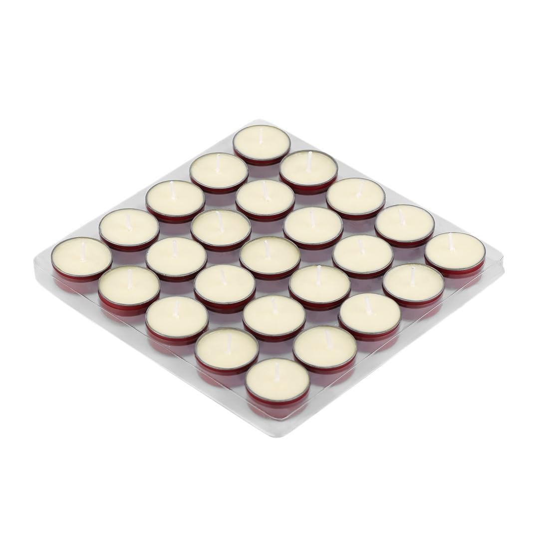 Prosperro Lumo by Parkash Candles Premium Soy Wax Scented Tea Light Set of 25 || Premium Organic Aroma Upto 5 Hours || Smokeless & Dripless Soy Wax Diya (Kesar Chandan)