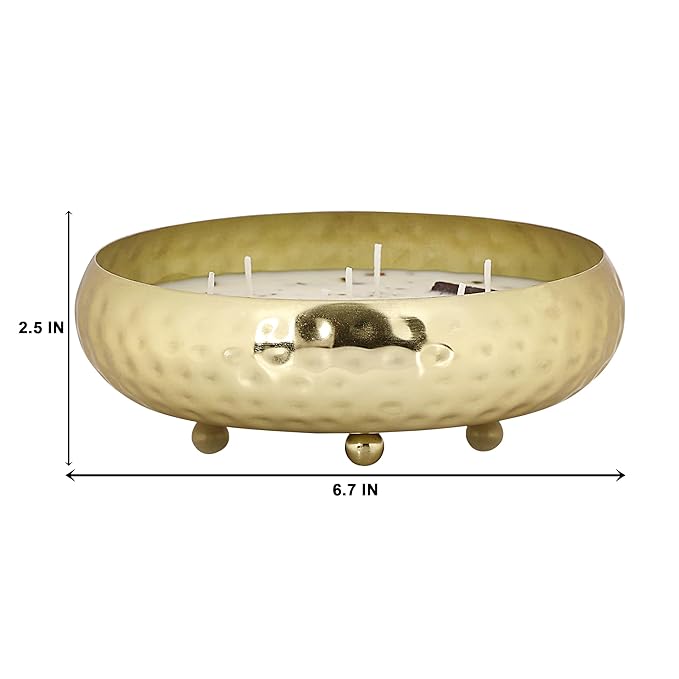 PROSPERRO LUMO by Parkash Candles Peach in The Star | Premium Seven Wick Soy Wax Candle in Brass Finish Bowl – Home Decor