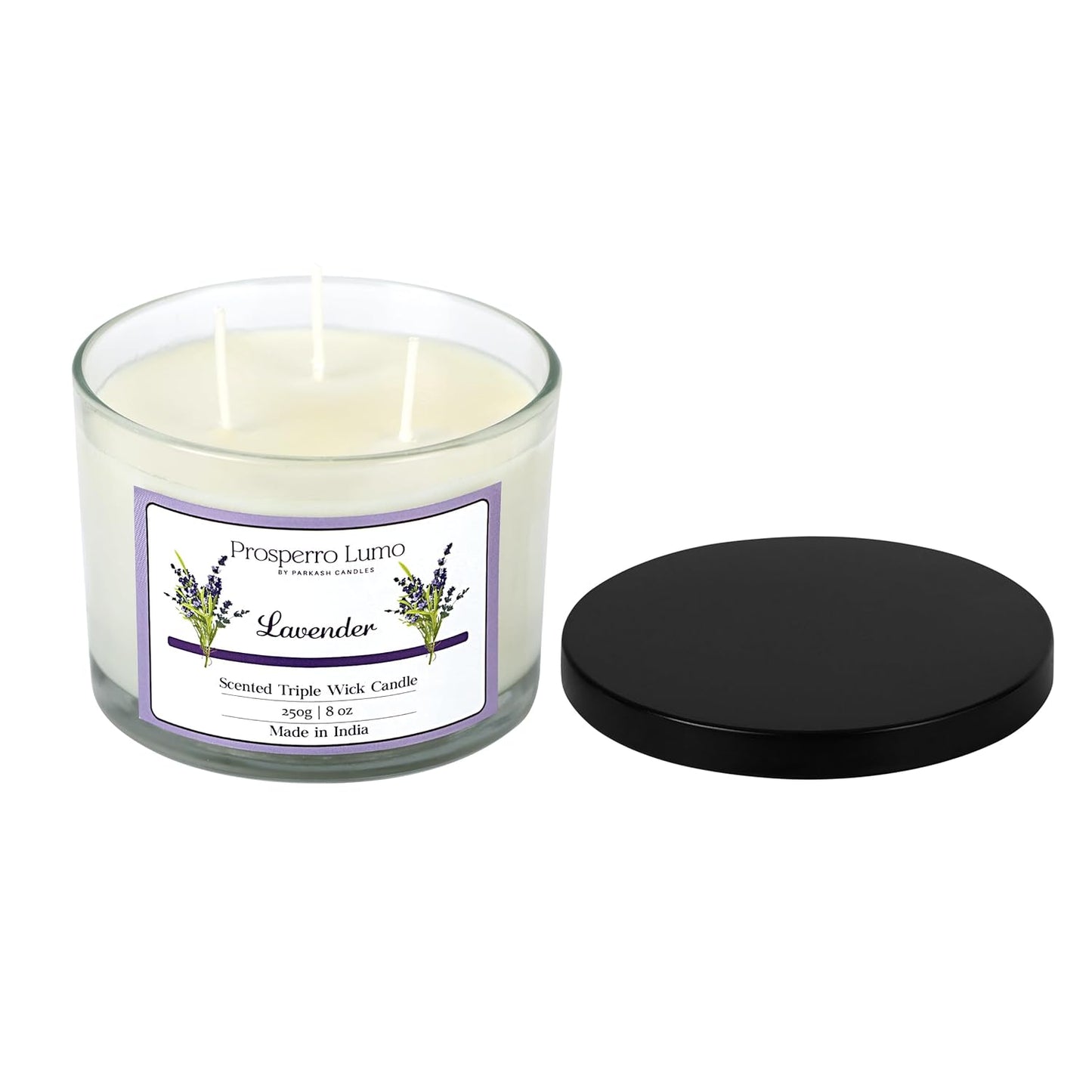 PROSPERRO LUMO by Parkash Candles || 3 Wick Soy Wax Scented Candle | 35 Hours Burn Time | Long Lasting Premium Candles | Ideal for Home Décor, Gifting & Aromatherapy (Lavender)