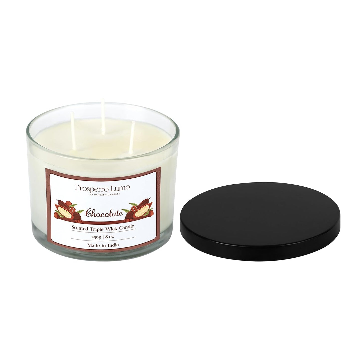 PROSPERRO LUMO by Parkash Candles || 3 Wick Soy Wax Scented Candle | 35 Hours Burn Time | Long Lasting Premium Candles | Ideal for Home Décor, Gifting & Aromatherapy (Chocolate)