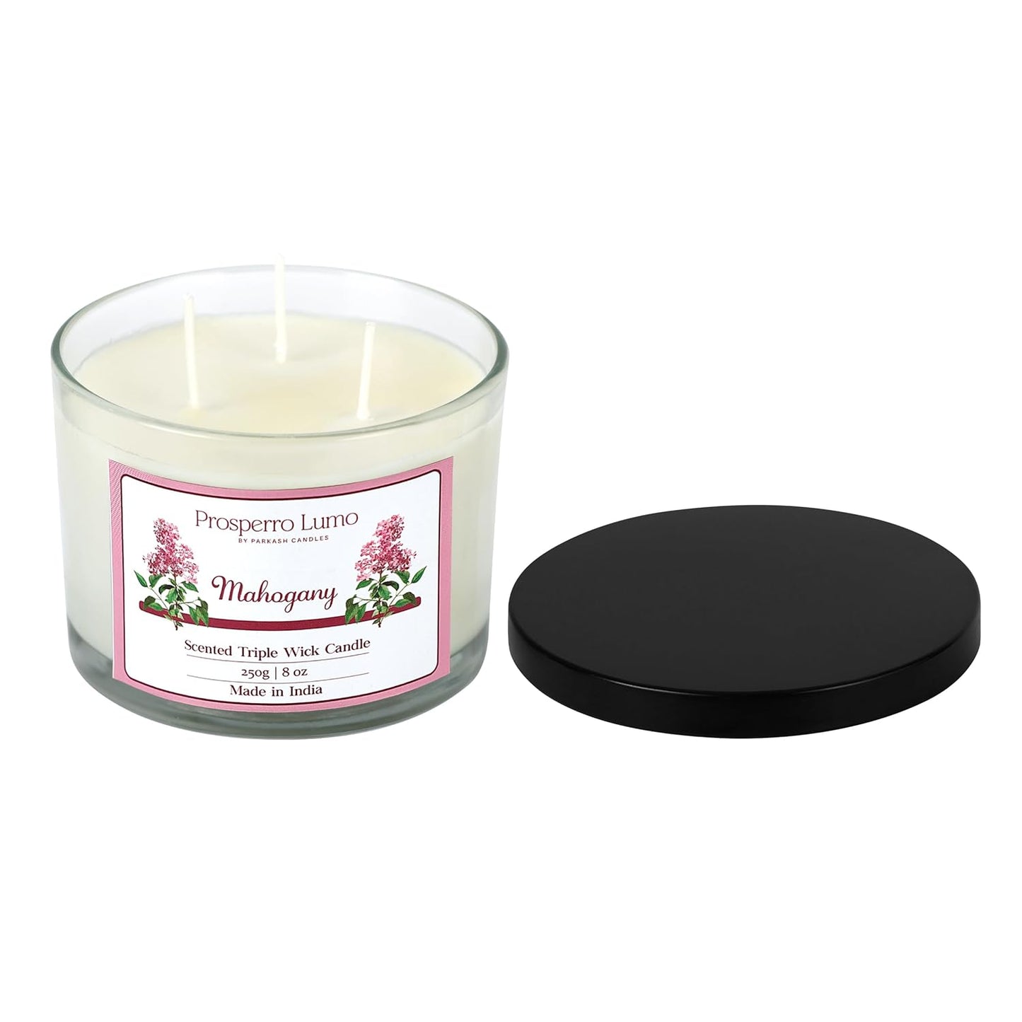 PROSPERRO LUMO by Parkash Candles || 3 Wick Soy Wax Scented Candle | 35 Hours Burn Time | Long Lasting Premium Candles | Ideal for Home Décor, Gifting & Aromatherapy (Mahogany)