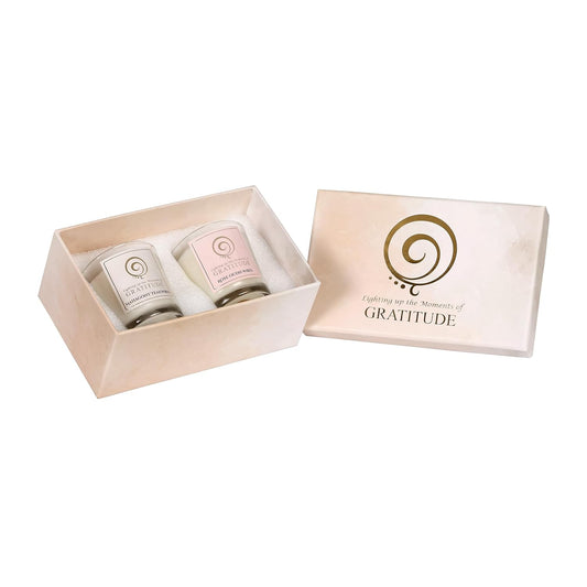 PROSPERRO LUMO by Parkash Candles Gratitude Moments – Premium Aromatic Glass Candle Gift Set | Rose Oud Wood & Mahogany Teakwood | Set of 2 | Soy Wax