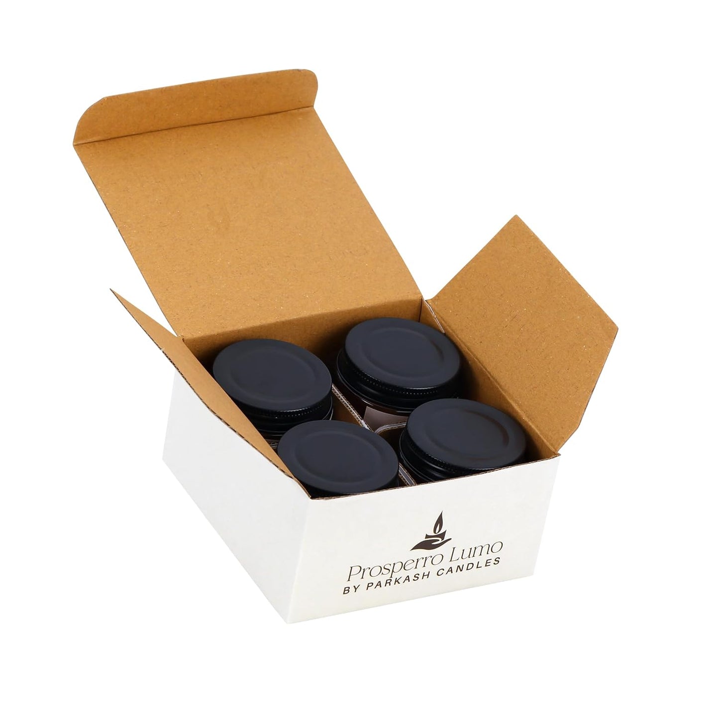 PROSPERRO LUMO by Parkash Candles Amber Jar Scented Candle Gift Set | Pack of 4 (100g Each) | Soy Wax | Long Burning 8–10 Hours | Premium Home & Festive Décor Candles