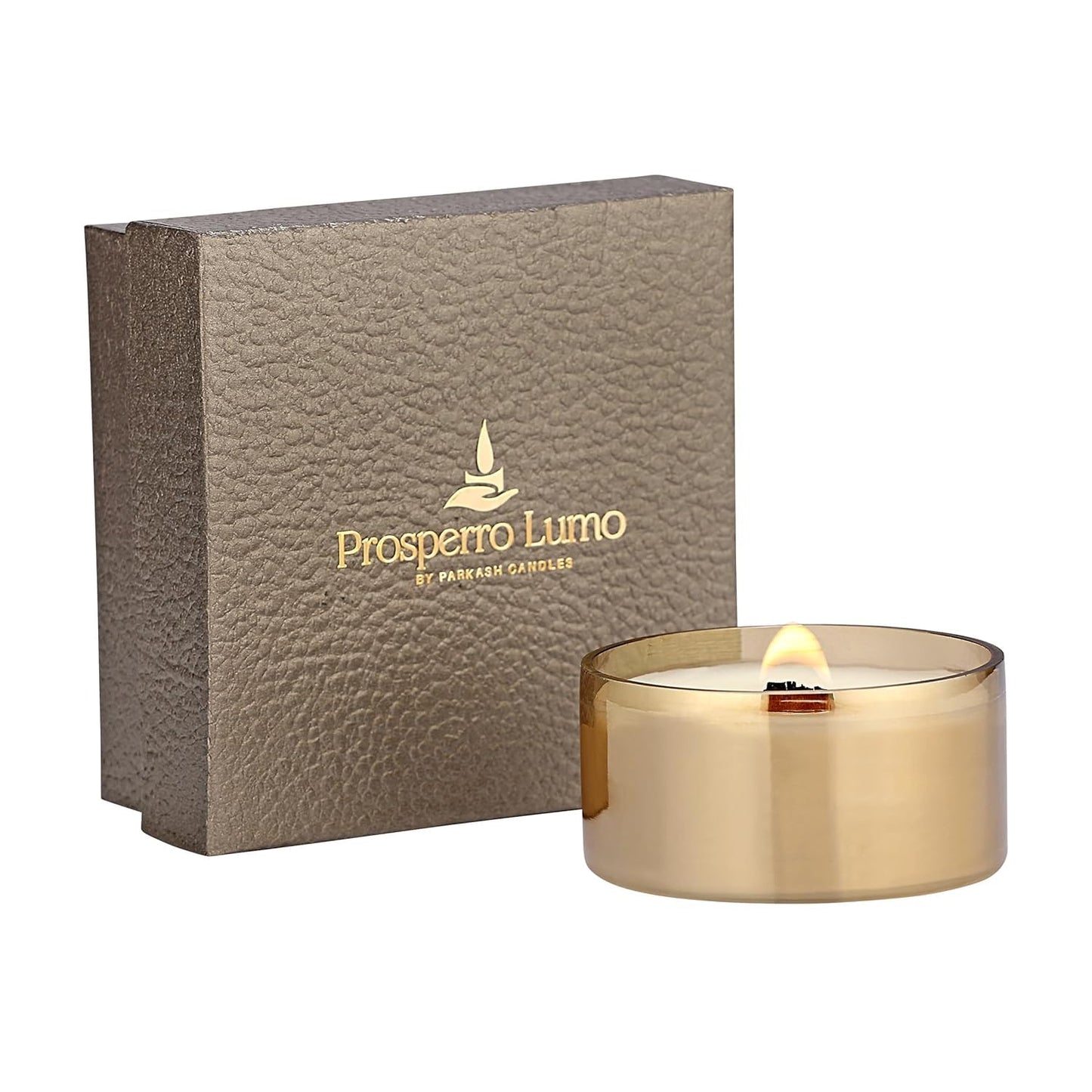 PROSPERRO LUMO by Parkash Candles Premium Scented Glass Candle for Home Decor || Wooden Wick || 100% Soy Wax (Jasmine)
