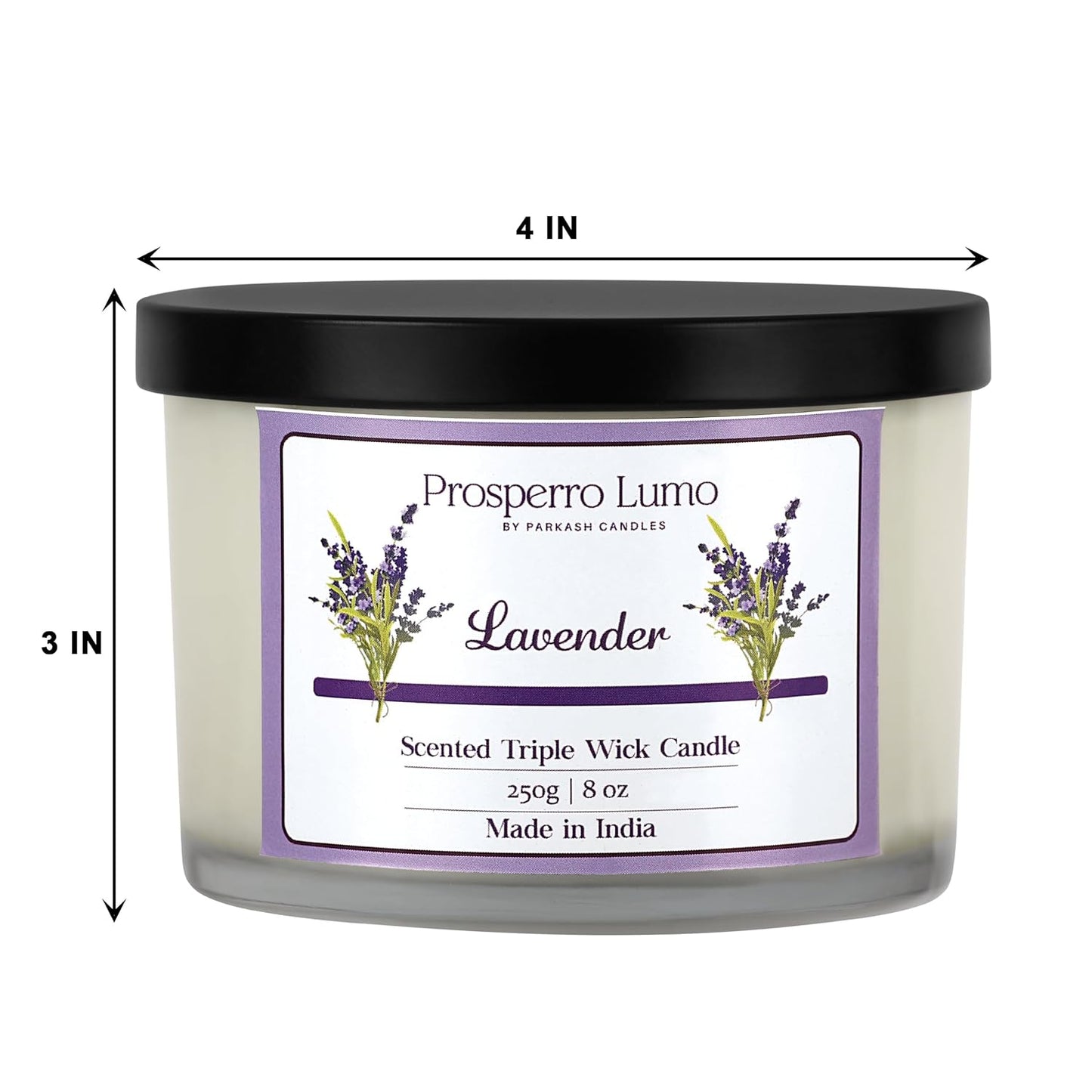 PROSPERRO LUMO by Parkash Candles || 3 Wick Soy Wax Scented Candle | 35 Hours Burn Time | Long Lasting Premium Candles | Ideal for Home Décor, Gifting & Aromatherapy (Lavender)