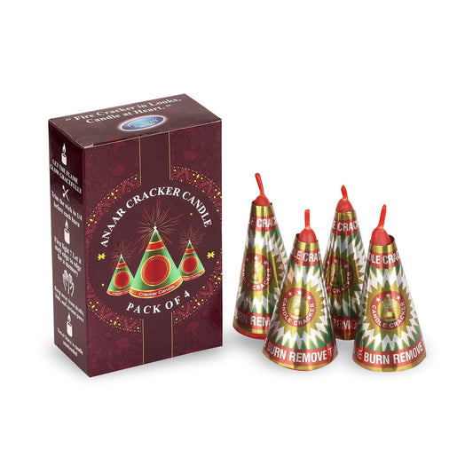 PROSPERRO LUMO by Parkash Candles Anaar Cracker Decorative Candle | Pack of 4 | Long-Lasting Unscented Festival Candles (10 Hours Burn)