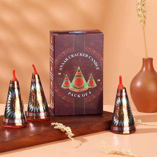 PROSPERRO LUMO by Parkash Candles Anaar Cracker Decorative Candle | Pack of 4 | Long-Lasting Unscented Festival Candles (10 Hours Burn)