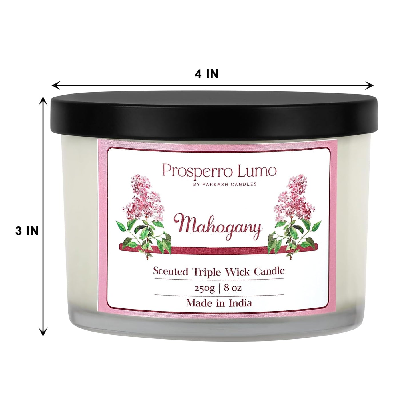 PROSPERRO LUMO by Parkash Candles || 3 Wick Soy Wax Scented Candle | 35 Hours Burn Time | Long Lasting Premium Candles | Ideal for Home Décor, Gifting & Aromatherapy (Mahogany)