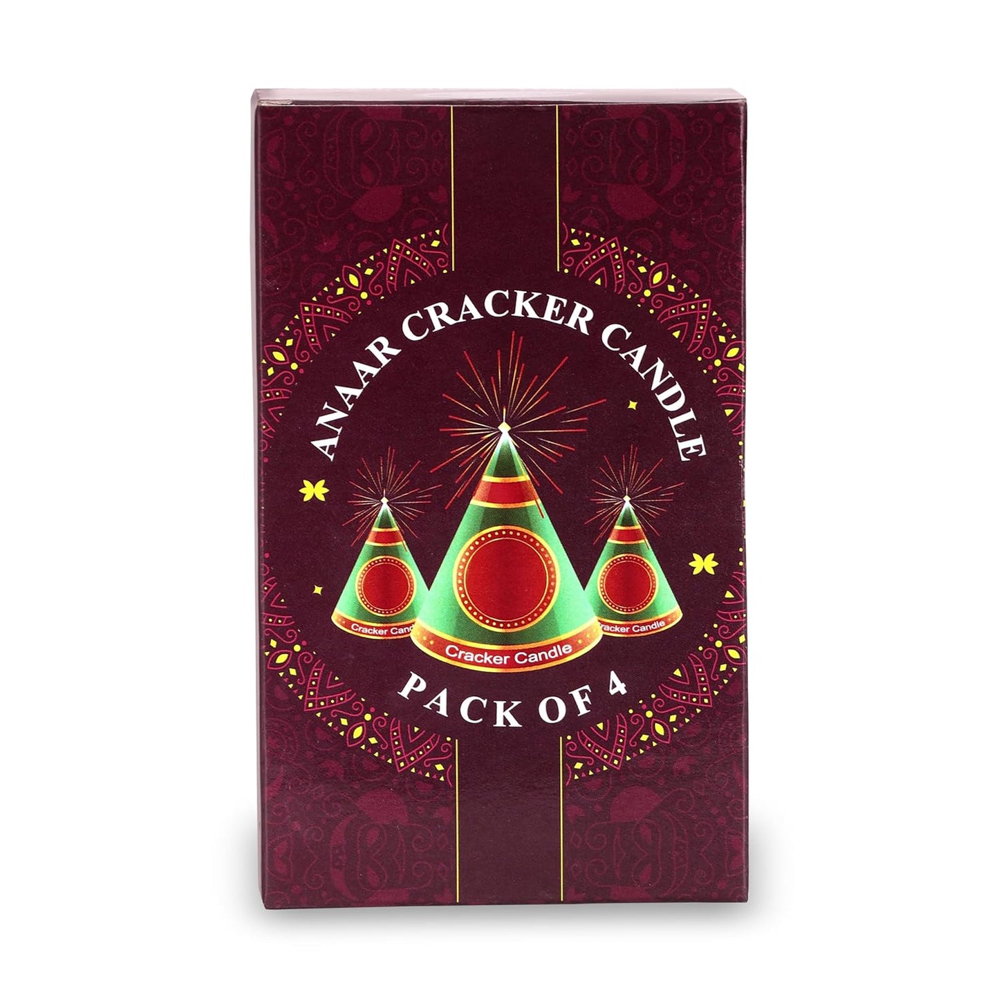 PROSPERRO LUMO by Parkash Candles Anaar Cracker Decorative Candle | Pack of 4 | Long-Lasting Unscented Festival Candles (10 Hours Burn)