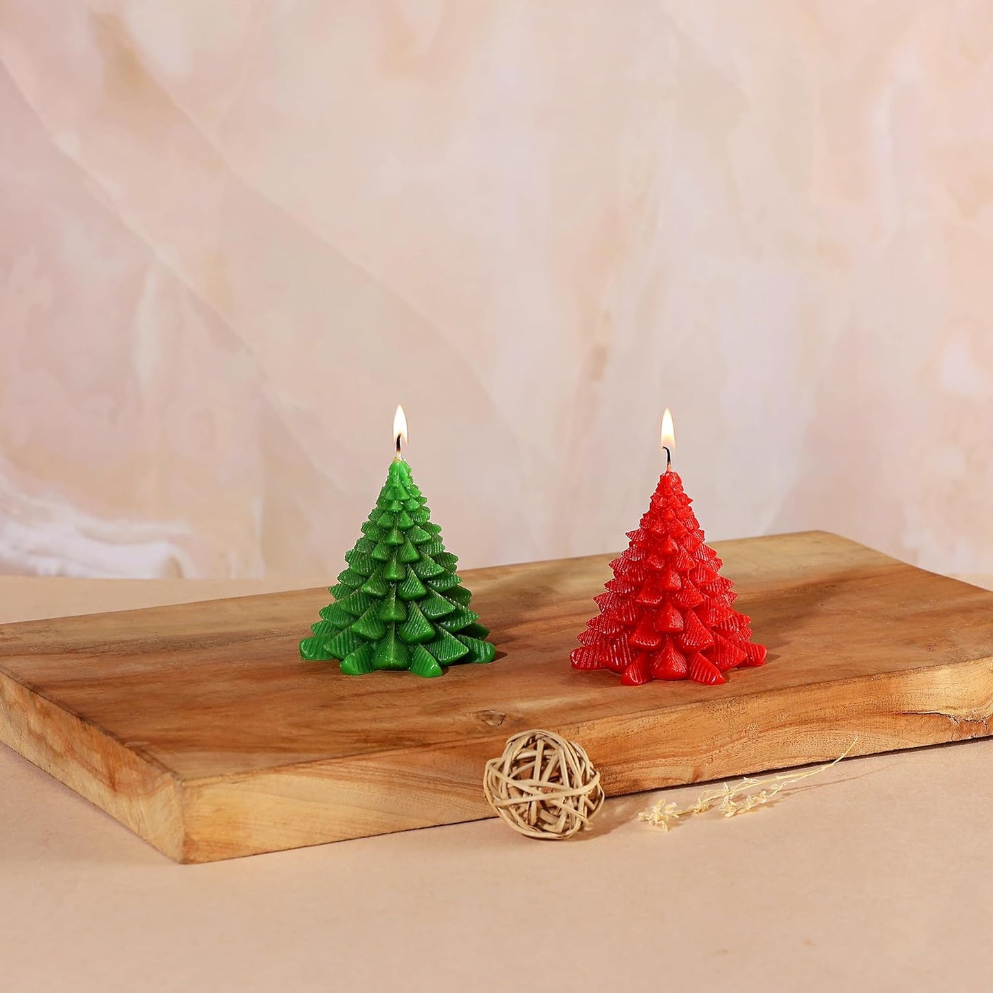 PROSPERRO LUMO By Parkash Wax Candles Premium Small Christmas Tree Unscented Candles || Set of 2 || Home Decoration