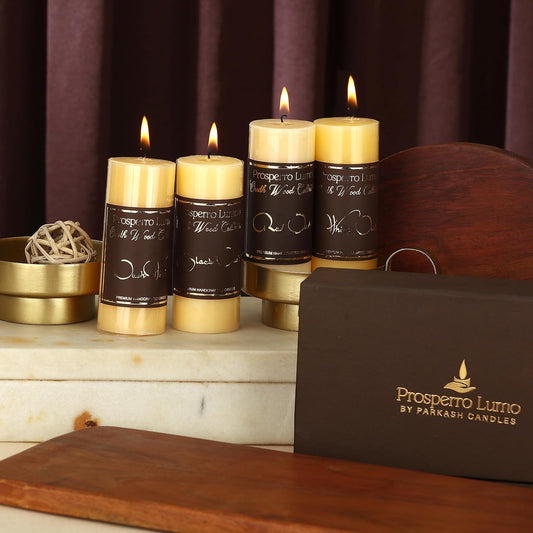 PROSPERRO LUMO by Parkash Candles Premium Scented Pillar Candles || Black Oudh || White Oudh || Oudh Wood || Red Oudh ||