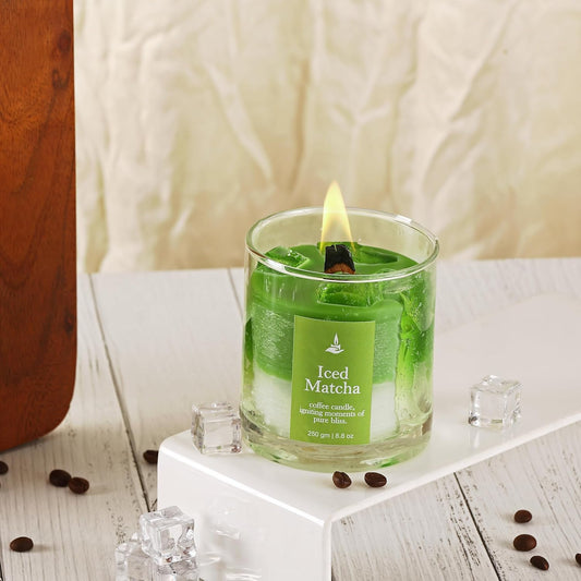 PROSPERRO LUMO by Parkash Candles Premium Scented Coffee Jar Candle | 35 Hour Burn Time | Long Lasting Premium Candle | Ideal for Home Décor, Gifting & Aromatherapy (ICED Matcha)