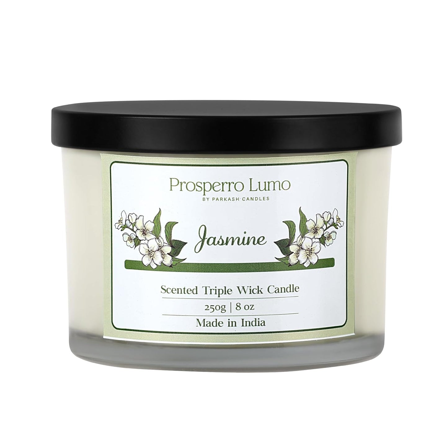 PROSPERRO LUMO by Parkash Candles || 3 Wick Soy Wax Scented Candle | 35 Hours Burn Time | Long Lasting Premium Candles | Ideal for Home Décor, Gifting & Aromatherapy (Jasmine)