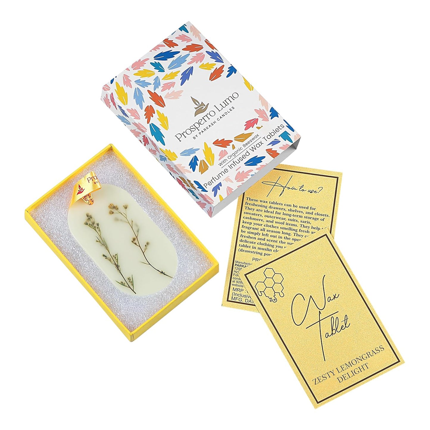 PROSPERRO LUMO by Parkash Candles Beeswax tablets Wardrobe Freshener, Bathroom Fragrance, Almirah, Closets, Drawers, Cupboards & in All-Compact Spaces, Made in India (ZESTY LEMONGRASS)