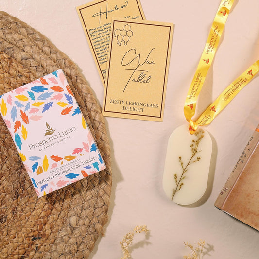 PROSPERRO LUMO by Parkash Candles Beeswax tablets Wardrobe Freshener, Bathroom Fragrance, Almirah, Closets, Drawers, Cupboards & in All-Compact Spaces, Made in India (ZESTY LEMONGRASS)