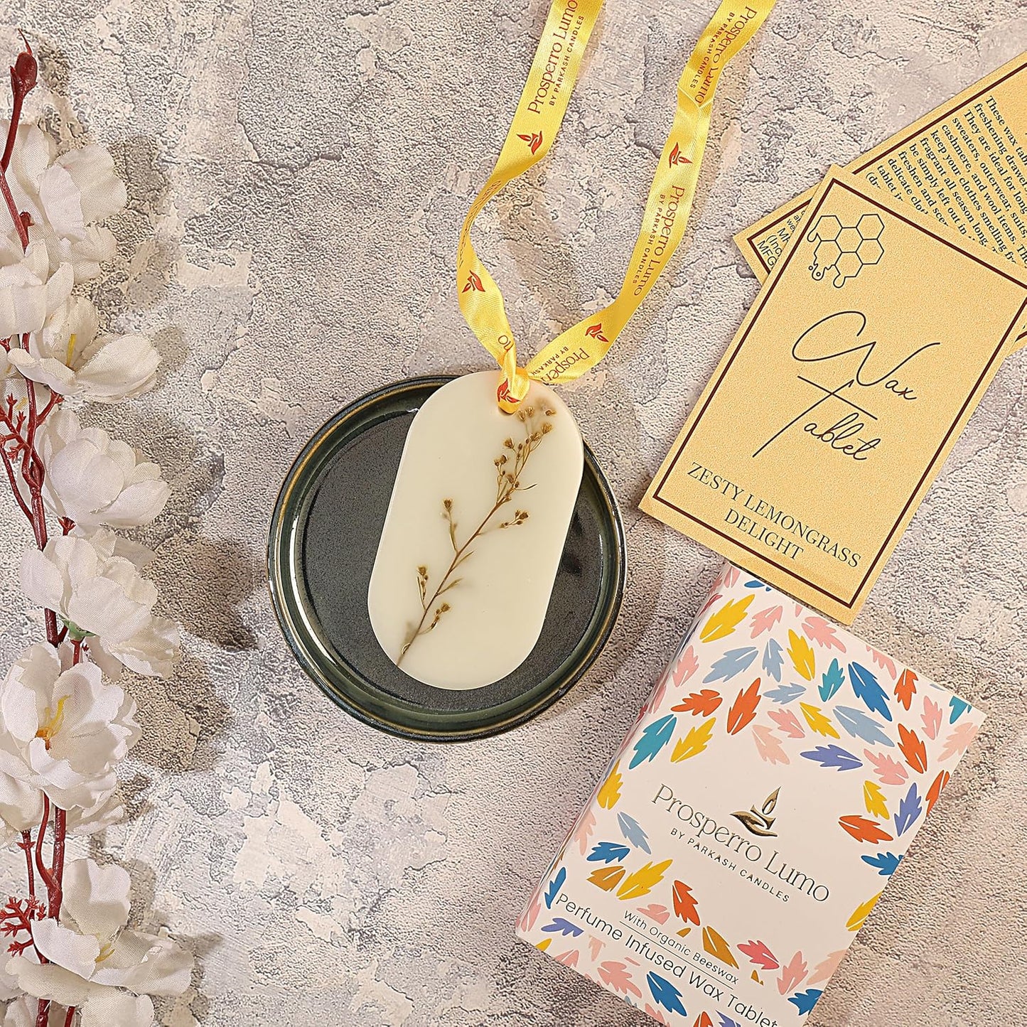 PROSPERRO LUMO by Parkash Candles Beeswax tablets Wardrobe Freshener, Bathroom Fragrance, Almirah, Closets, Drawers, Cupboards & in All-Compact Spaces, Made in India (ZESTY LEMONGRASS)