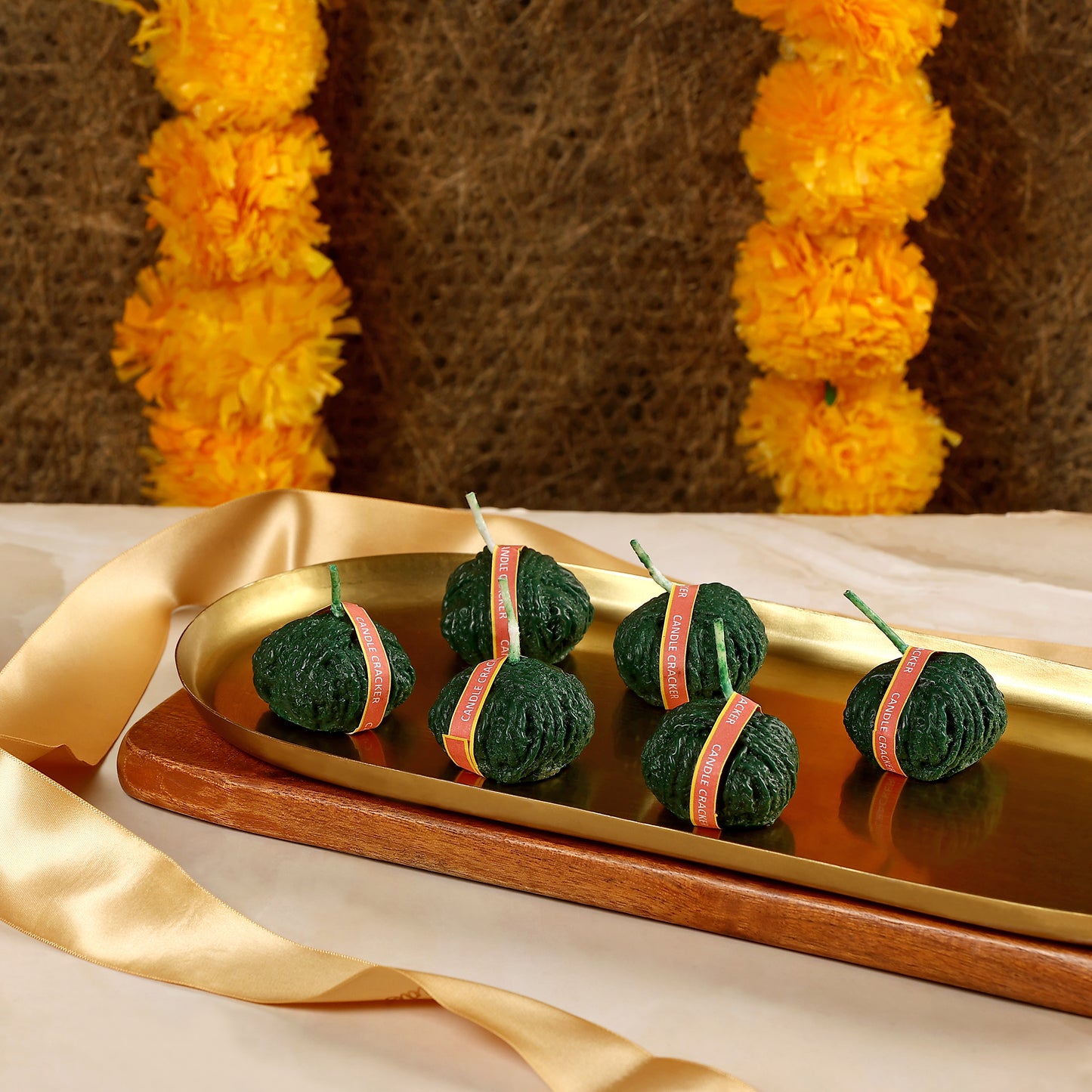 Premium Sutli Cracker Shaped Candle || Hand Poured || Green Sutli Cracker Candles || Decorative Candle 100% Paraffin Wax || Set of 6